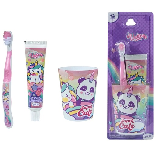 [7804915531252] Unicorn Cepillo + Pasta Dental 50 g + Vaso Gelatti