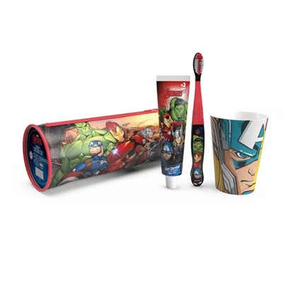 [7804915531382] Avengers Cepillo + Pasta Dental 50 g + Vaso + Estuche Gelatti