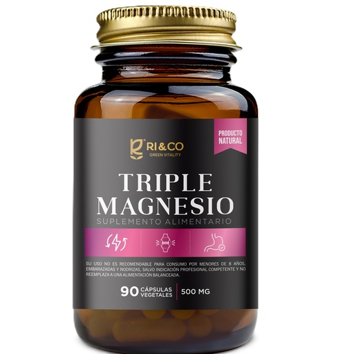 [0731416414111] Triple Magnesio (Malato + Bisglicinato + Taurato) 90 Cápsulas Veganas Ri&Co
