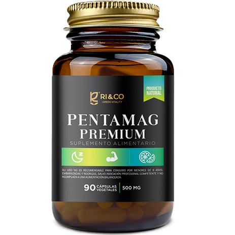 [0731416414241] PentaMag Premium (Bisglicinato + Citrato + L-Treonato + Malato + Taurato) 90 Cápsulas Veganas Ri&Co