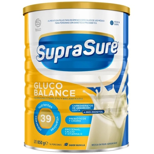 [7750327000117] SupraSure Gluco Balance Vainilla Alimento en Polvo para Diabético 850 g