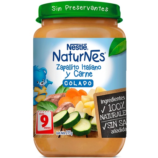 [7613033189845] Naturnes Colado Zapallito Italiano y Carne 215 g Nestlé