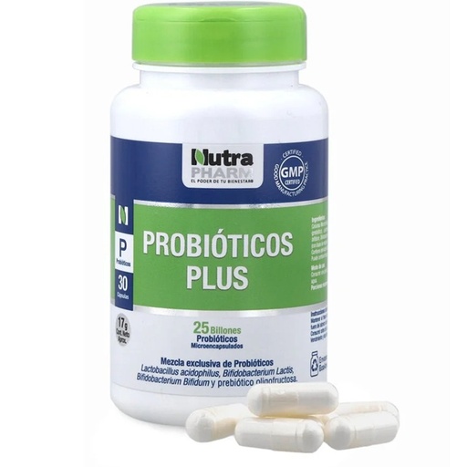 [7809576419697] Probióticos Plus 4 Cepas (25.000 mill. UFC) 30 Cápsulas NutraPharm