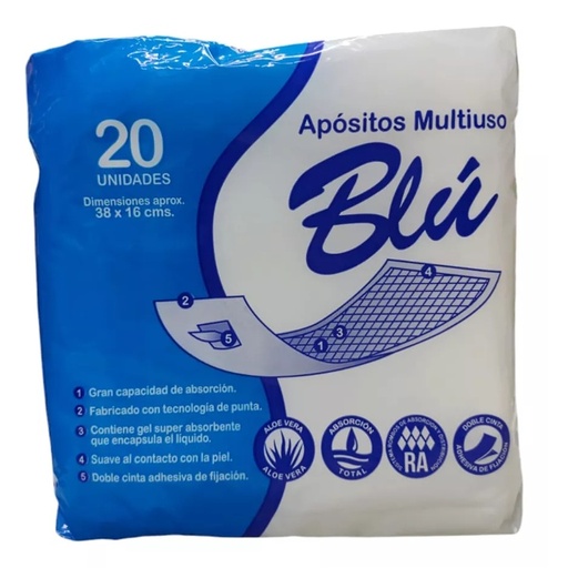 [7806519000004] Blú Apósitos Multiuso Talla M 20 Unidades Higieclin
