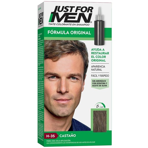 [7791080112013] Just for Men Tinte Colorante en Shampoo Castaño 60 mL
