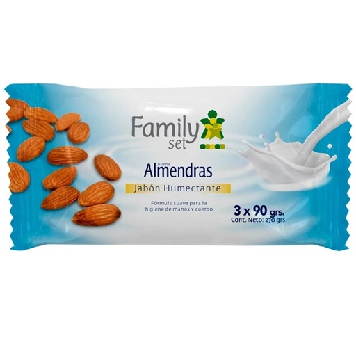 [7805633020288] Jabón en Barra Humectante Almendras 3 Unidades Family Set