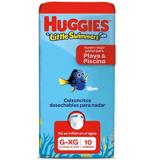 [7896007552214] Huggies Little Swimmers Talla G-XG 10 Pañales para bañarse Kimberly Clark