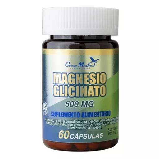 [764451740556] Glicinato de Magnesio 1.000 mg/2Caps 60 Cápsulas Green Medical