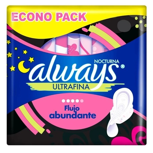Always Nocturna Ultrafina Suave con Alas 16 Toallas Femeninas P&G
