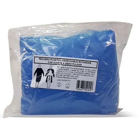 [65675229] Pechera Plástica Desechable Manga Larga con Ajuste Dedo Pulgar
