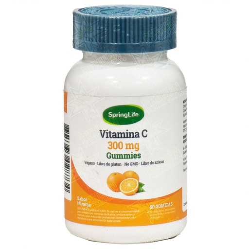 [7805633028734] Vitamina C 300 mg 60 Gomitas Naranja SpringLife