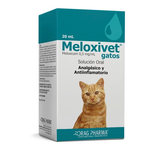 [7800006011542] Meloxivet 0,5 mg/mL Solución Oral Gatos 20 mL Drag Pharma
