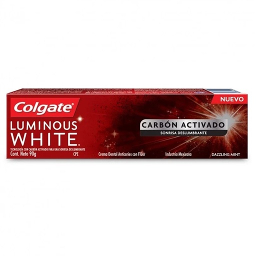 [7509546651057] Colgate Luminous White Carbón Activado Pasta de Dientes 90 g