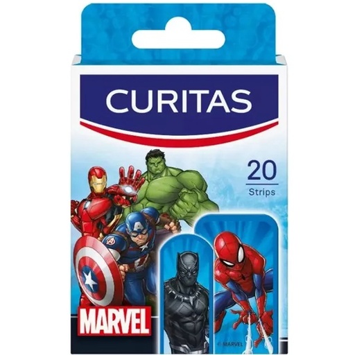 [7501054550044] Curitas Superhéroes Parches Curita Infantil Marvel 20 Unidades