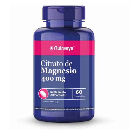 [7804671180640] Citrato de Magnesio 400 mg 60 Cápsulas Nutrasys