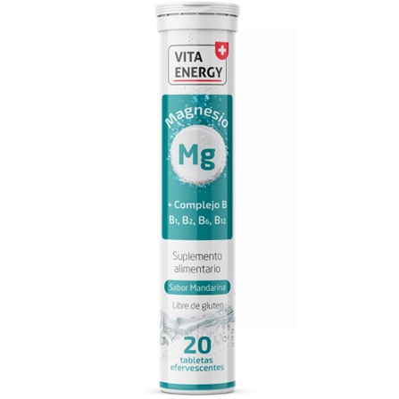 [7804665350196] B-Complex (4 Vit.) + Magnesio 300 mg 20 Comprimidos Efervescentes Mandarina Vita Energy Bioplus