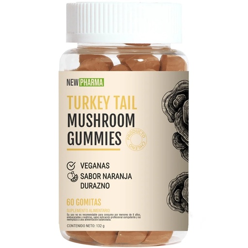 [0659525161682] Turkey Tail Mushroom 60 Gomitas Vegan Cola de Pavo NewPharma