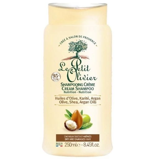 [3549620008388] Shampoo Cabello Seco con Aceites de Oliva, Karité y Argán 250 mL Le Petit Olivier