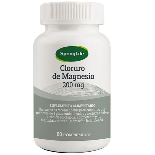 [7805633024897] Cloruro de Magnesio 200 mg 60 Comprimidos Springlife