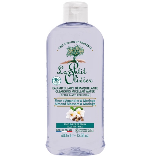 [3549620040067] Agua Micelar Desmaquillante Detox Anticontaminación Almendra y Moringa 400 mL Le Petit Olivier
