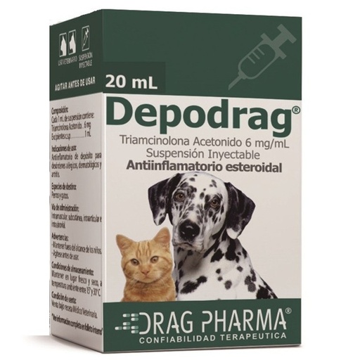 [7800006000669] Depodrag Gato/Perro 6mg/mL Suspensión Inyectable 20 mL Drag Pharma