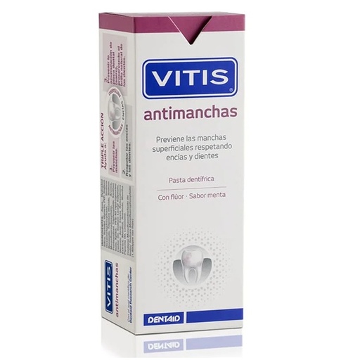 [8427426077102] Vitis Pasta Dental Antimanchas Sabor Menta 50 mL Dentaid