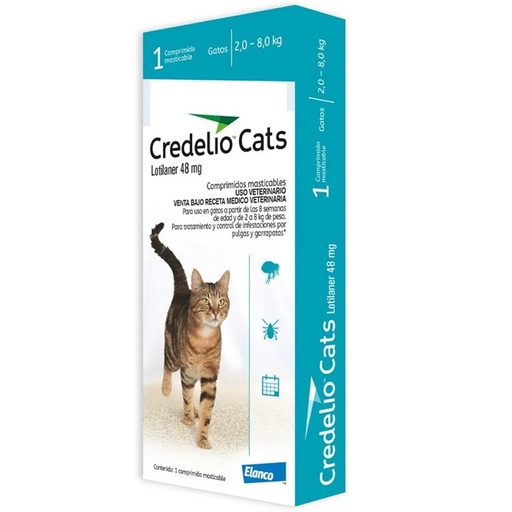 [5420036982388] Credelio Cats 48 mg Gato 2 – 8 kg 1 Comprimido Elanco
