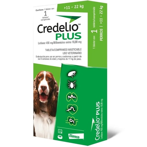 [5420036979371] Credelio Plus Perros 11 a 22 kg 1 Comprimido Masticable Elanco
