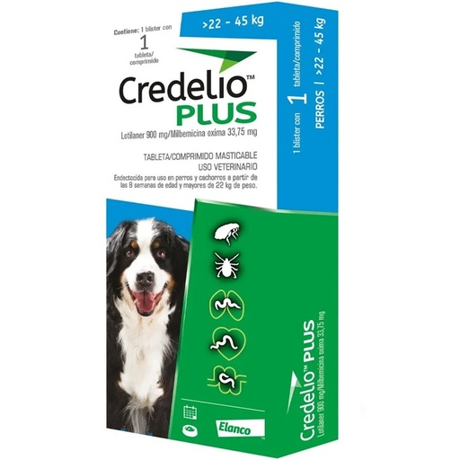 [5420036979388] Credelio Plus Perros 22 a 45 kg 1 Comprimido Masticable Elanco