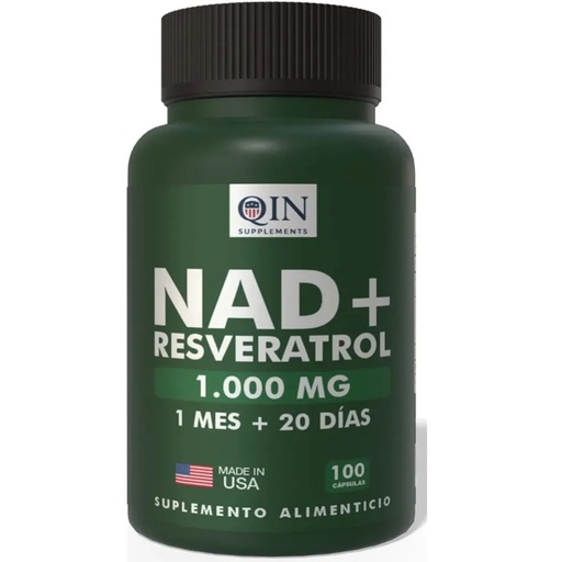[9850323000100] NAD+, Trans-Resveratrol, Vit.B3 y Acai 100 Cápsulas Qin