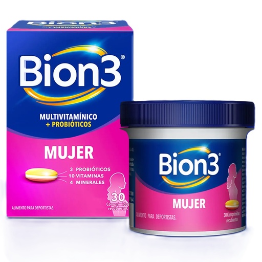 [7500435251648] Bion 3 Mujer (10 mill. UFC/ 10 Vit/ 4 Min) 30 Comprimidos Recubiertos P&G