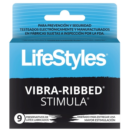 [7804918004067] Lifestyles Vibra-Ribbed Stimula 9 Preservativos Texturados Prater