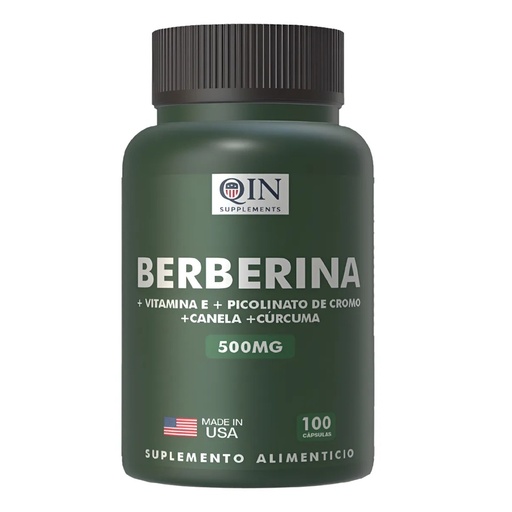 [9850323000102] Berberina 500 mg -Cúrcuma -Vit. E - Picolinato de Cromo - Canela 100 Cápsulas Qin