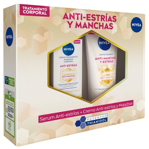[4006000220130] Nivea Pack Body Luminous Anti-estrías y Manchas Crema Corporal 200 mL + Serum 100 mL