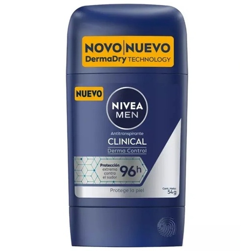 [4006000043821] Nivea Clinical Derma Control 96h Antitranspirante Barra Hombre 54 g
