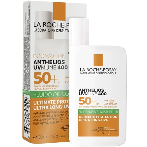 [3337875847292] Anthelios UV Mune 400 Oil Control FPS 50+ Fluído Transparente 50 mL La Roche Posay
