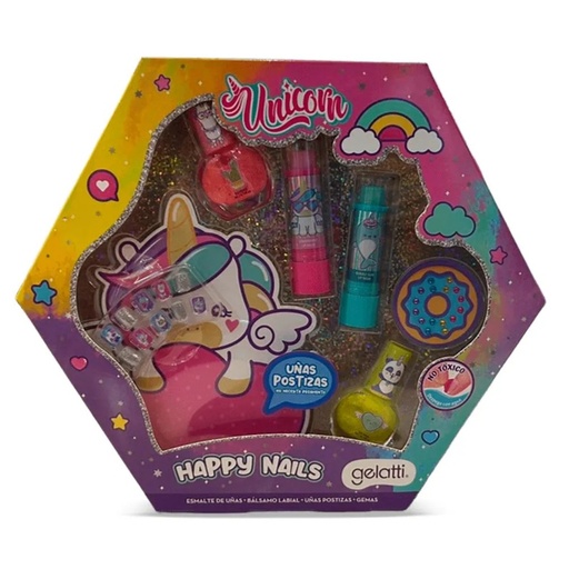 [7804915533362] Unicorn Happy Nails Set 6 Productos Gelatti