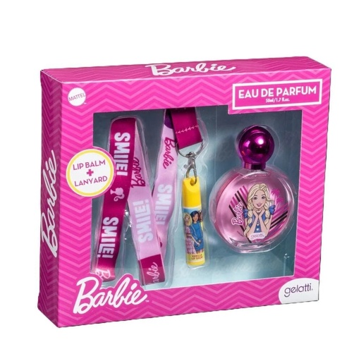 [7804915533324] Barbie EDP Spray 50 mL+ Lip Balm + Lanyard Gelatti