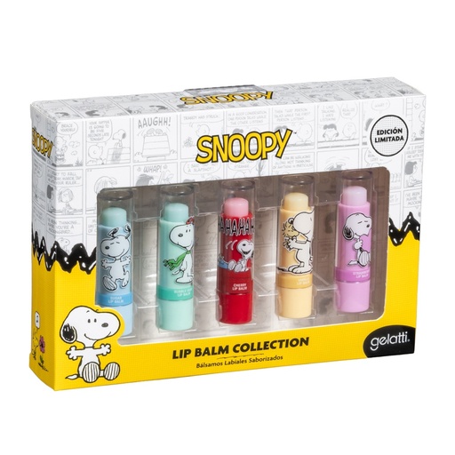 [7804915533720] Snoopy Lip Balm Collection 5 Bálsamos Labiales Saborizados Gelatti