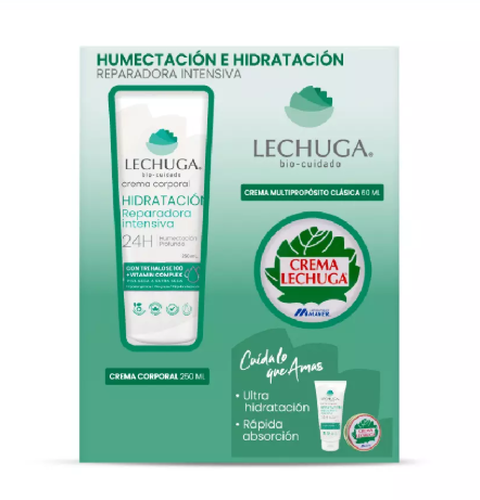 [7800004006137] Estuche Lechuga Nutrición e Hidratación Crema Corporal 250 mL + Crema de Multipropósito 60 mL