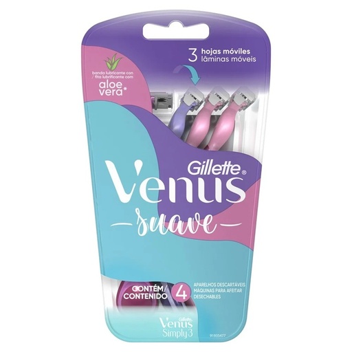 Gillette Venus Suave Pack 4 Máquinas de Afeitar P&G