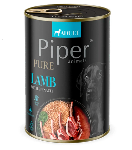 Piper Perro Adulto Alimento Húmedo Cordero y Espinaca Lata 400 g
