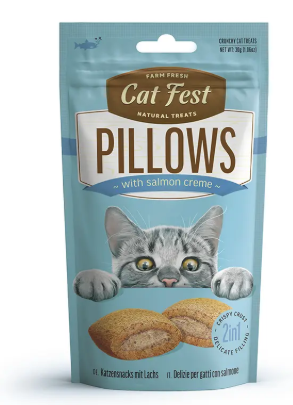 [6921959207767] Cat Fest Pillows Snack con Crema de Salmon Gato 30 g