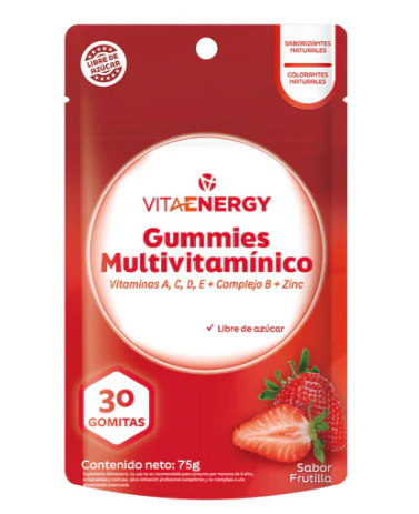 VitaEnergy Multivitamínico 30 Gomitas Libre de Azúcar Sabor Frutilla 75 g Bioplus