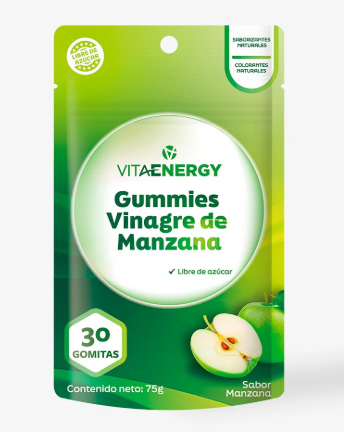 VitaEnergy Vinagre de Manzana 30 Gomitas Libre de Azúcar Sabor Manzana 75 g Bioplus