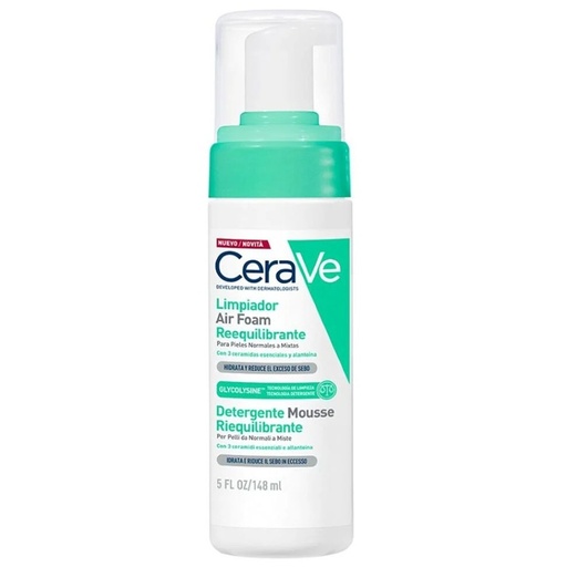 [3337875925358] CeraVe Limpiador Air Foam Mousse Reequilibrante Piel Normal a Grasa 148 mL