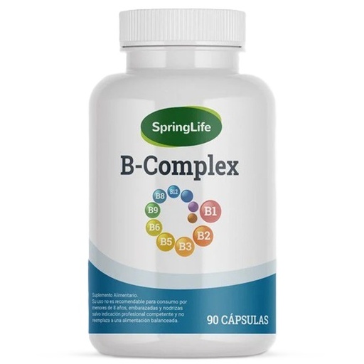[737186534219] B-Complex (8 Vit.) + Colina 25 mg 90 Cápsulas Blandas SpringLife