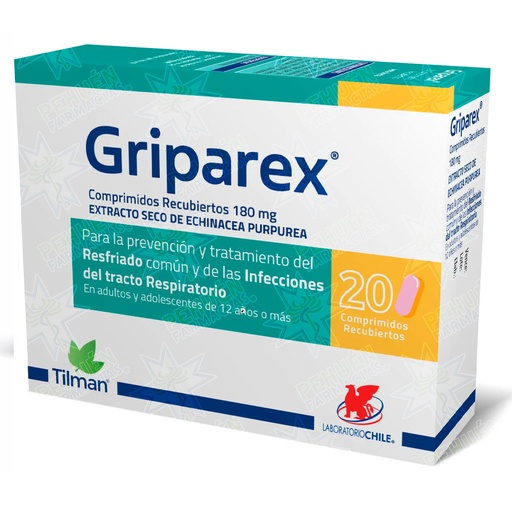Griparex Echinacea 20 Comprimidos Recubiertos Lab. Chile - Teva*