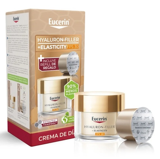 [4005800372537] Hyaluron Filler Elasticity Pack Crema + Refill Crema Facial Antiarrugas Día FPS 30 50 mL Eucerin