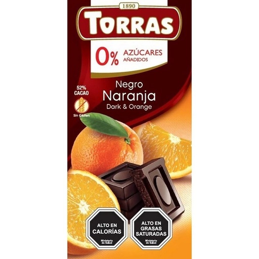 [8410342002013] Torras Chocolate Negro con Naranja Sin Azucar 75 g
